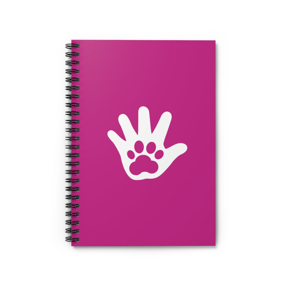 Paw n' Hand Spiral Ruled Line Notebook - Pink