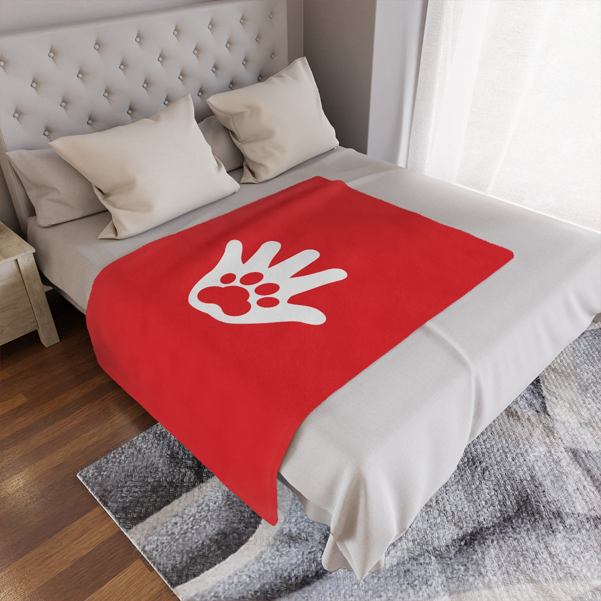 Paw n' Hand Minky Blanket - Red