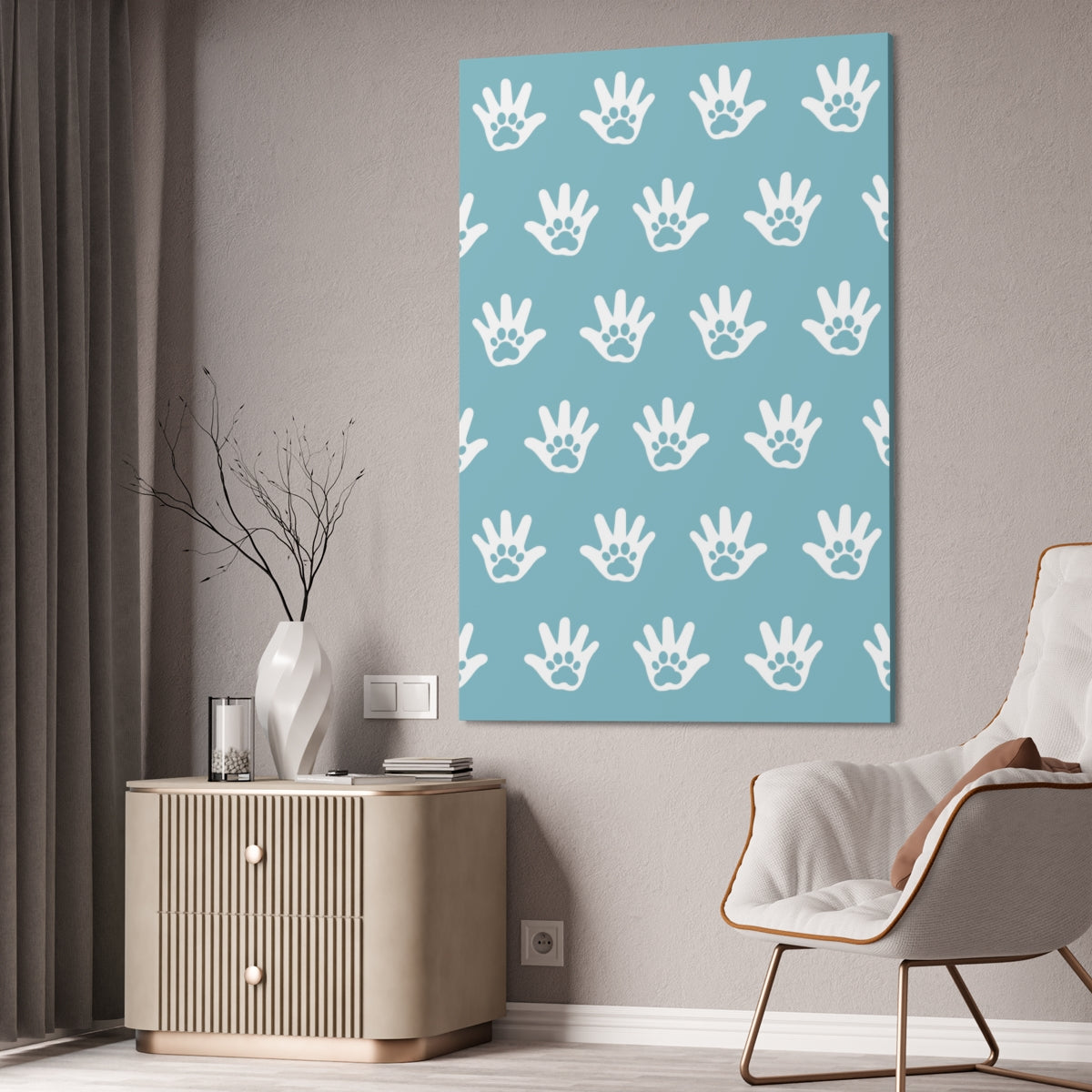 Paws n' Hands Canvas Stretched, 1.5'' - Light Teal