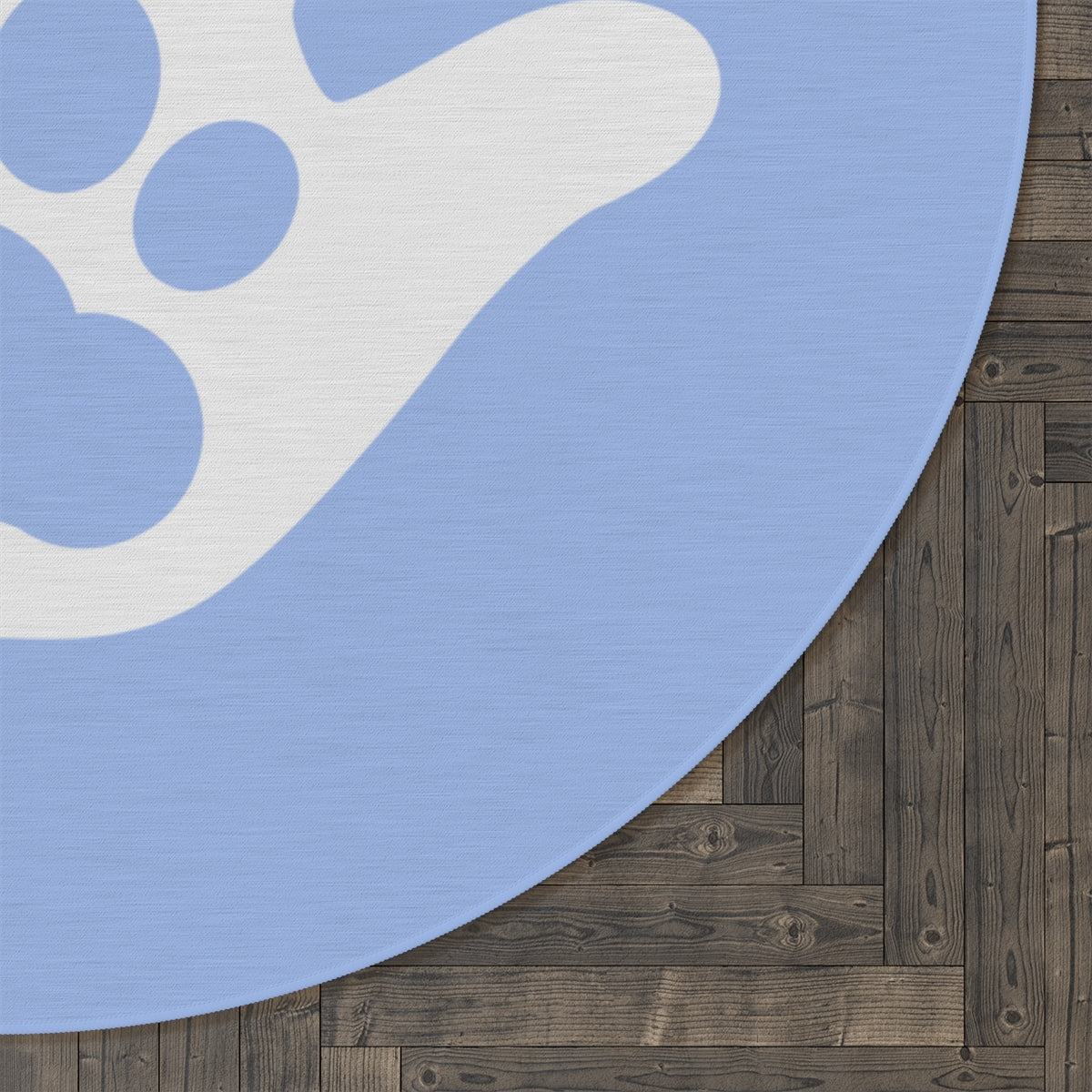 Paw n' Hand Round Rug - Sky Blue