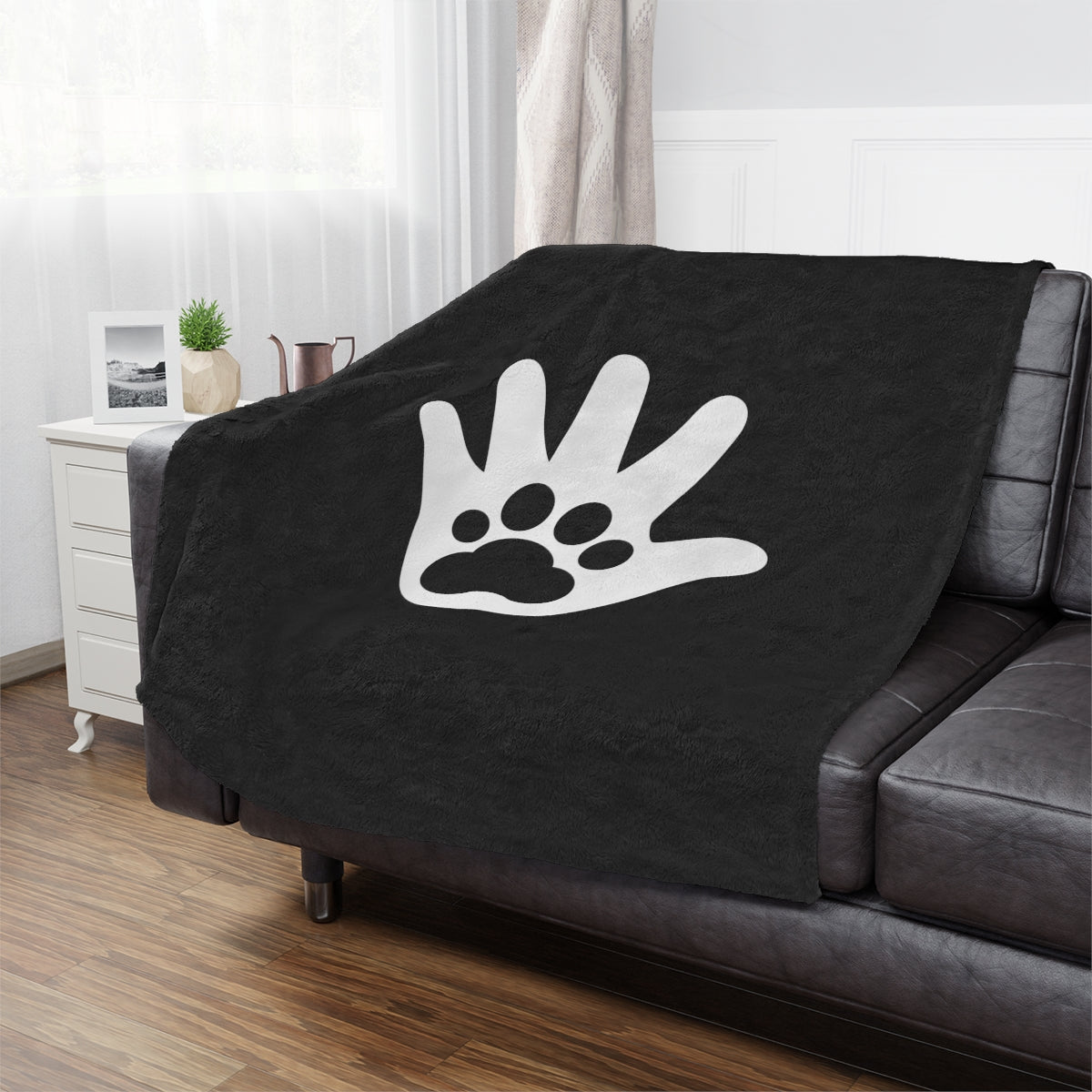 Paw n' Hand Minky Blanket - Black