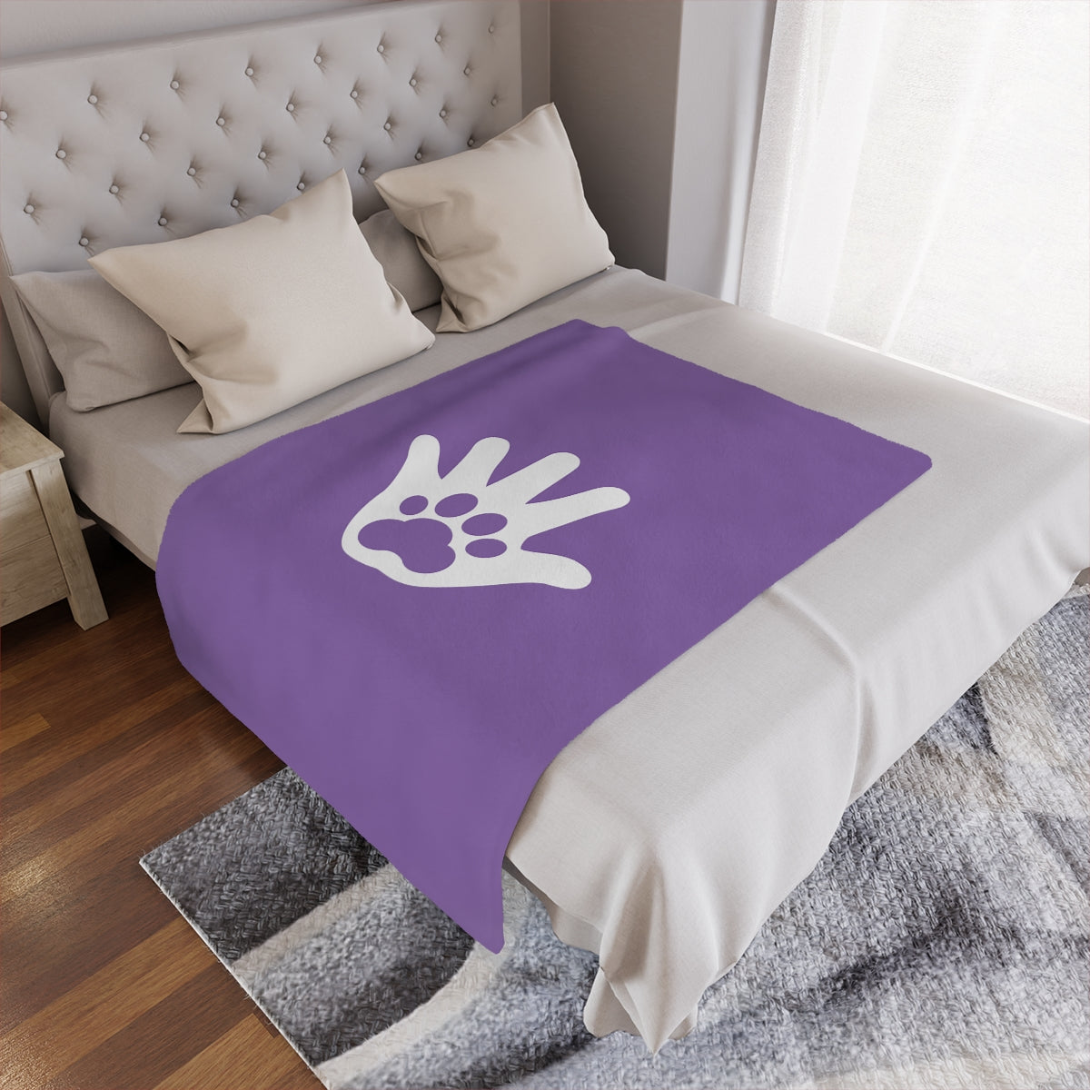 Paw n' Hand Minky Blanket - Lilac Purple