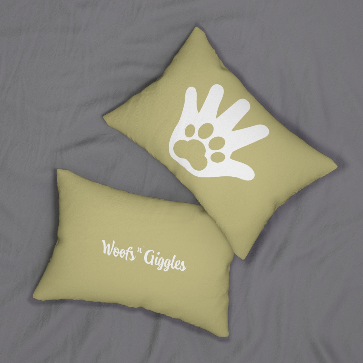 Paw n' Hand Spun Polyester Lumbar Pillow - Hazel Yellow