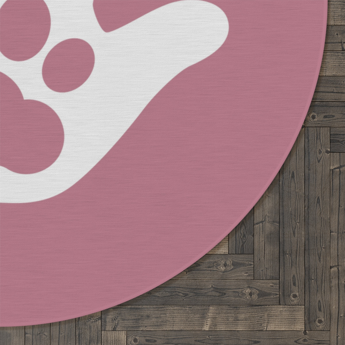 Paw n' Hand Round Rug - Coral Red