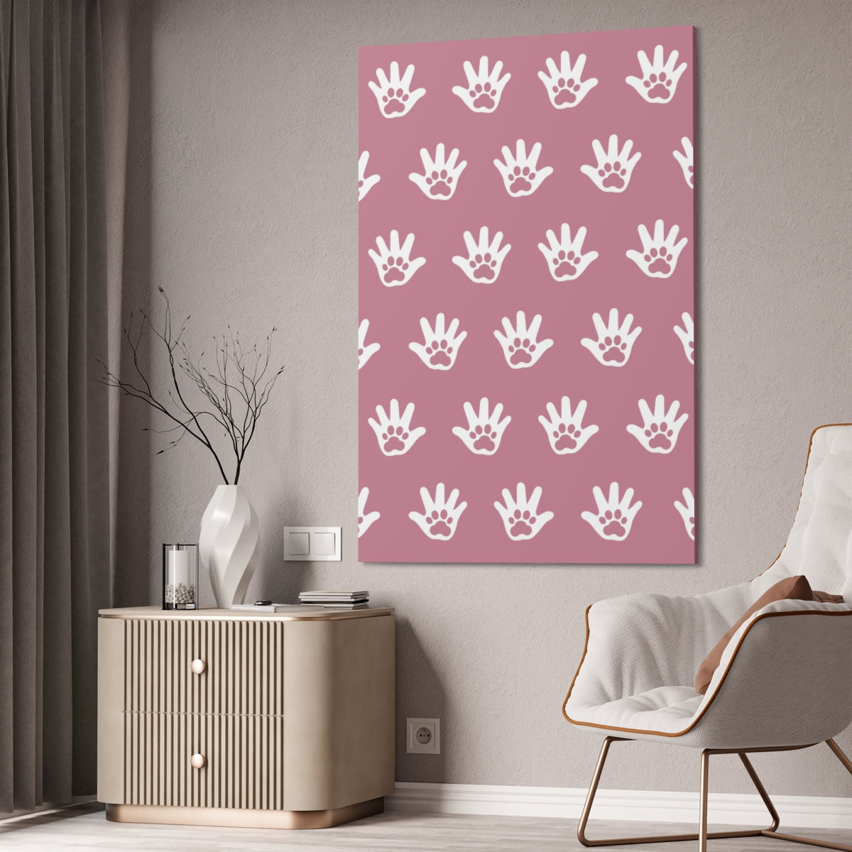 Paws n' Hands Canvas Stretched, 1.5'' - Coral Red