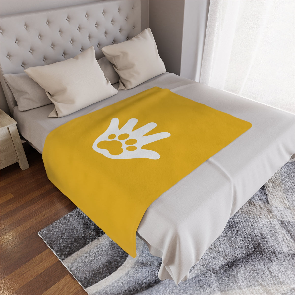 Paw n' Hand Minky Blanket - Yellow