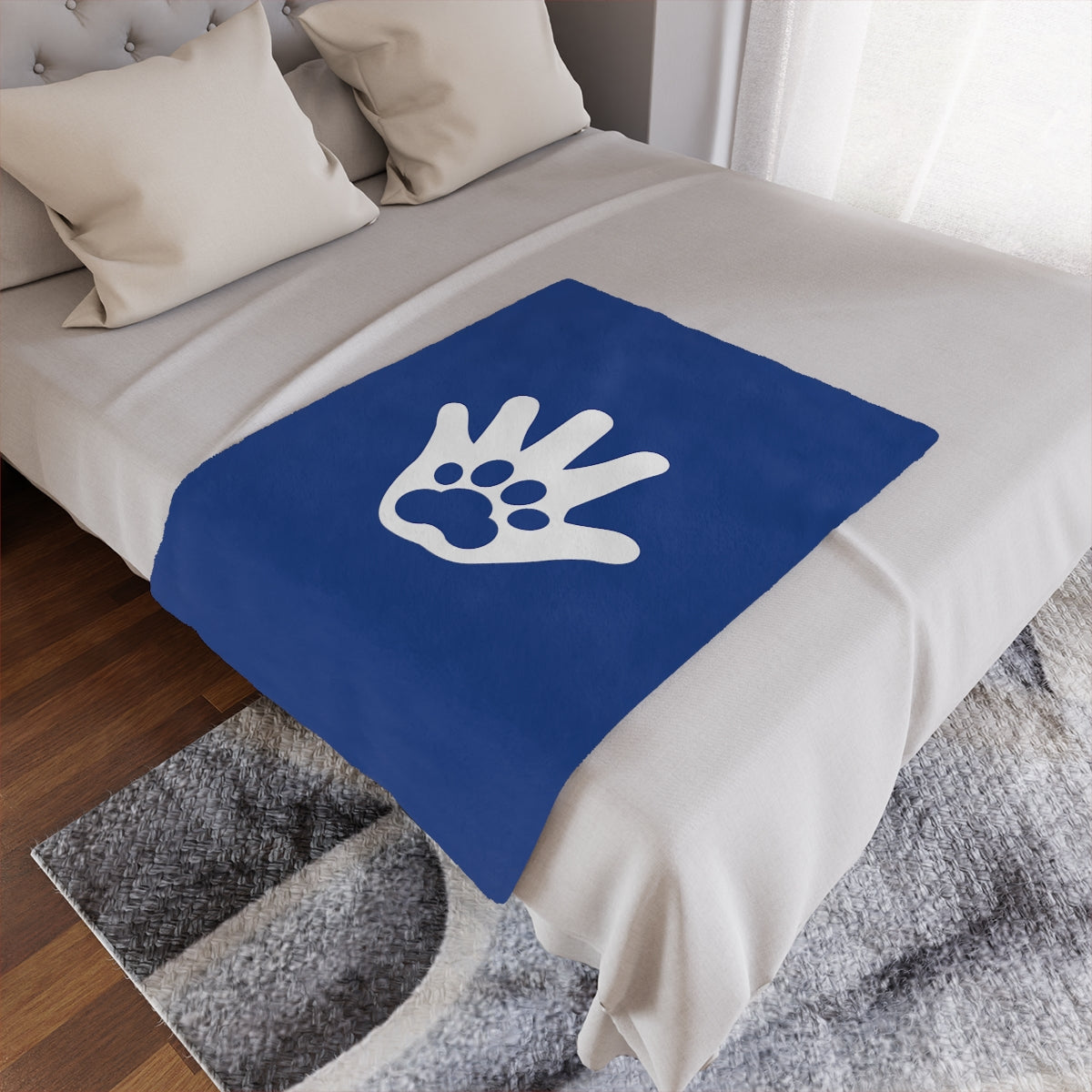 Paw n' Hand Minky Blanket - Blue