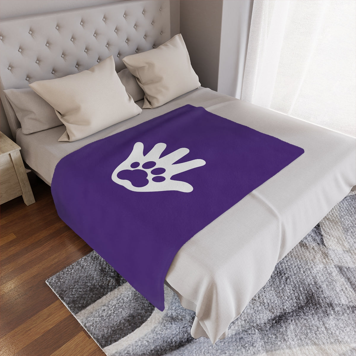 Paw n' Hand Minky Blanket - Purple