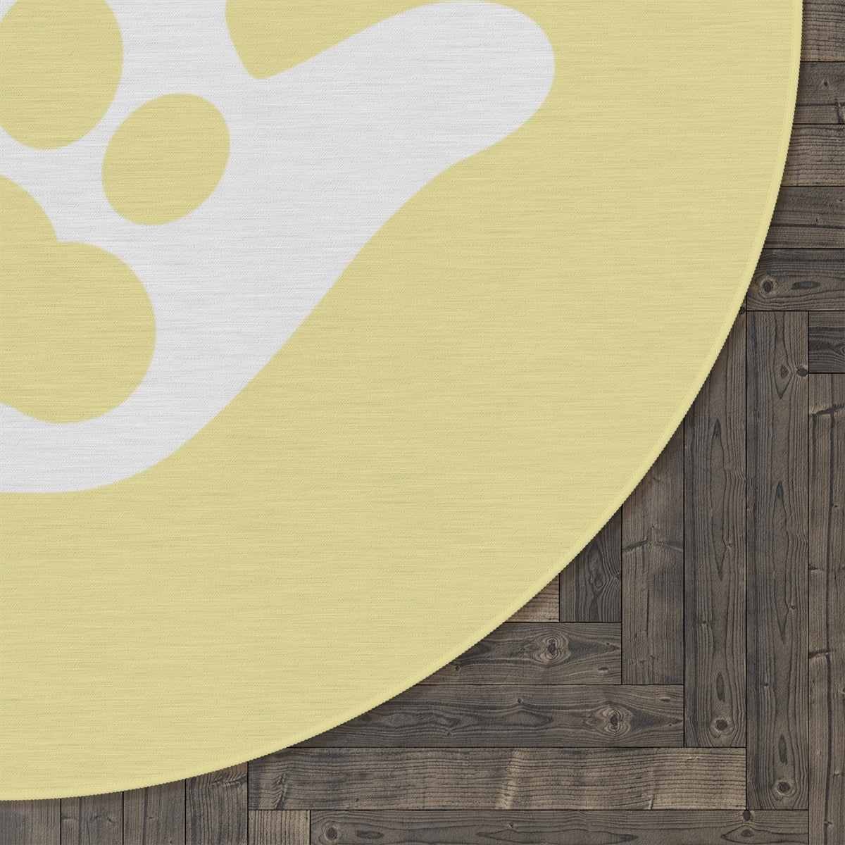 Paw n' Hand Round Rug - Buttermilk Yellow