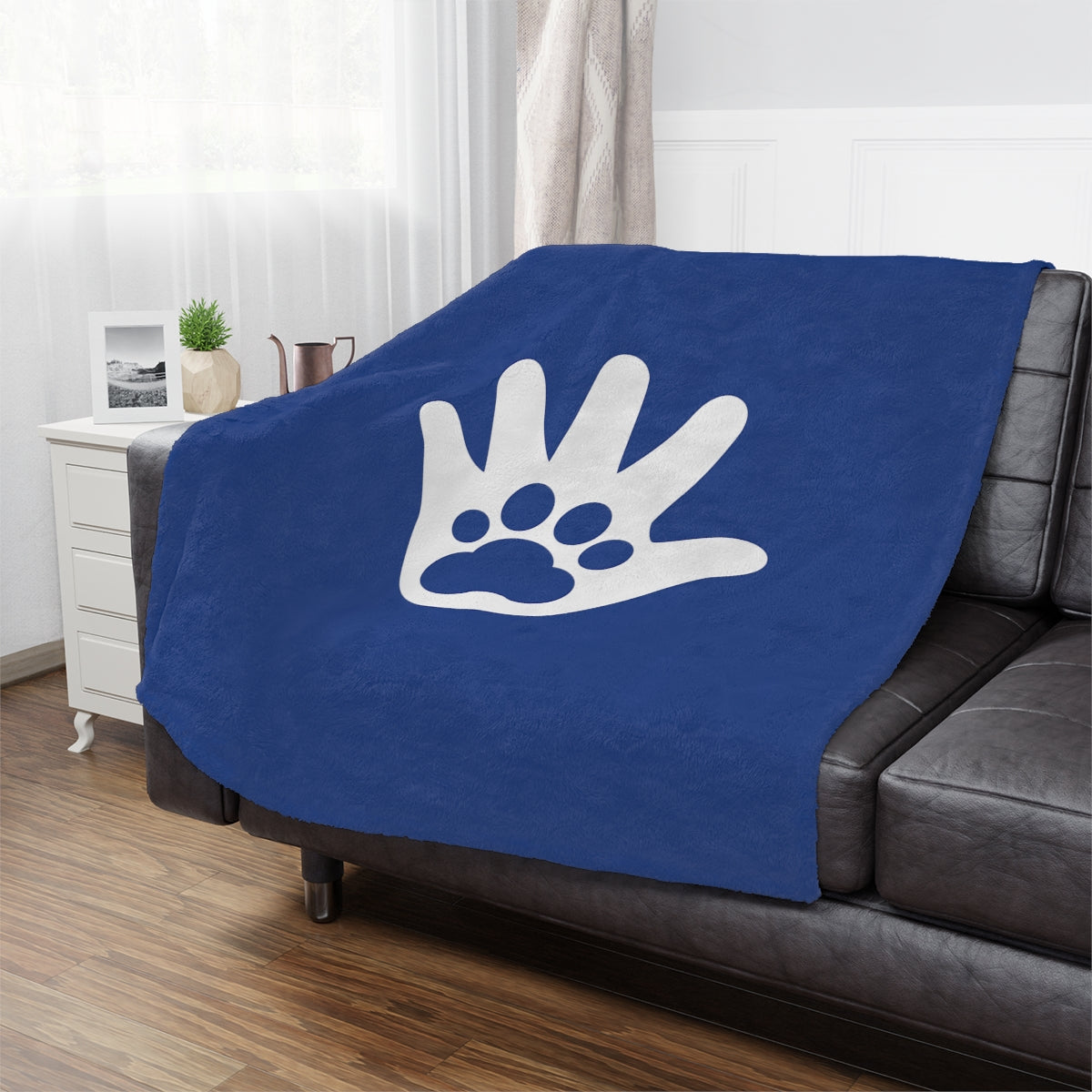 Paw n' Hand Minky Blanket - Blue