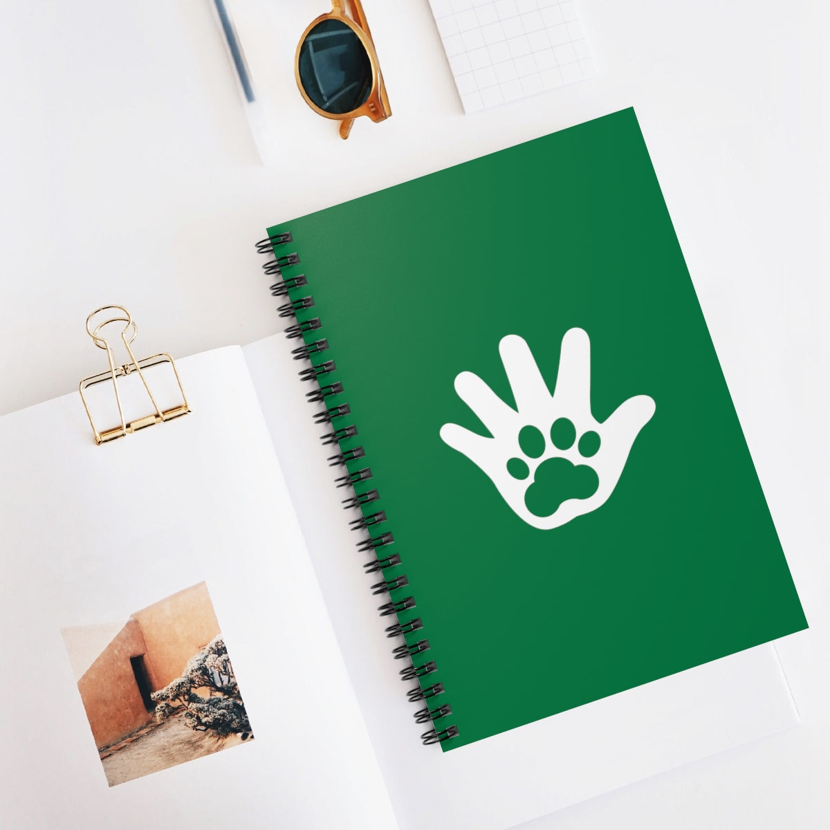 Paw n' Hand Spiral Ruled Line Notebook - Green
