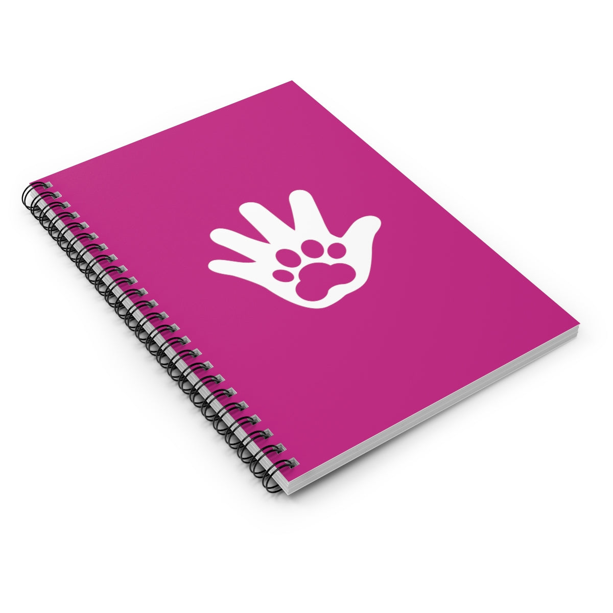 Paw n' Hand Spiral Ruled Line Notebook - Pink