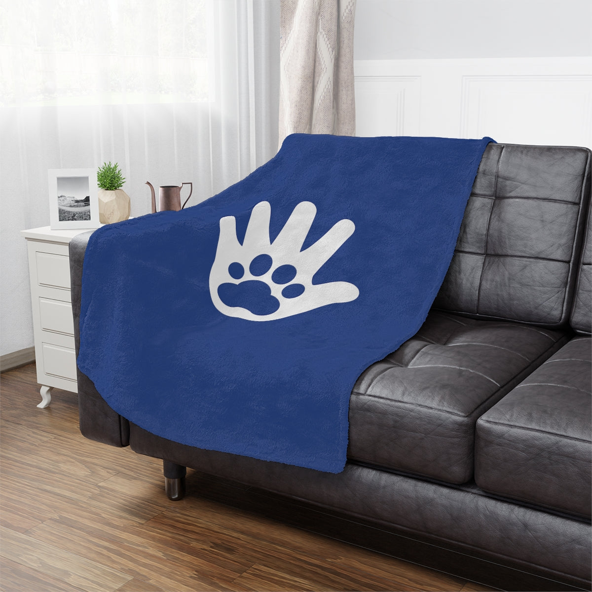 Paw n' Hand Minky Blanket - Blue