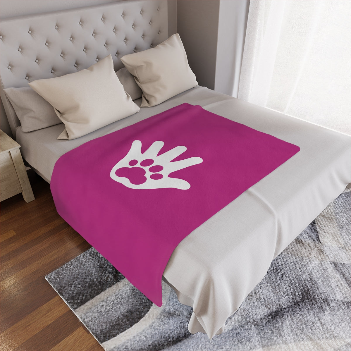 Paw n' Hand Minky Blanket - Pink