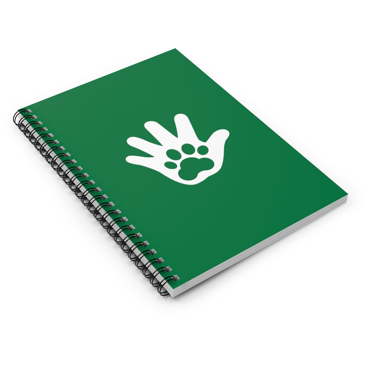 Paw n' Hand Spiral Ruled Line Notebook - Green