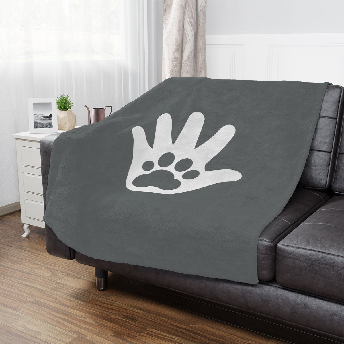 Paw n' Hand Minky Blanket - Gray