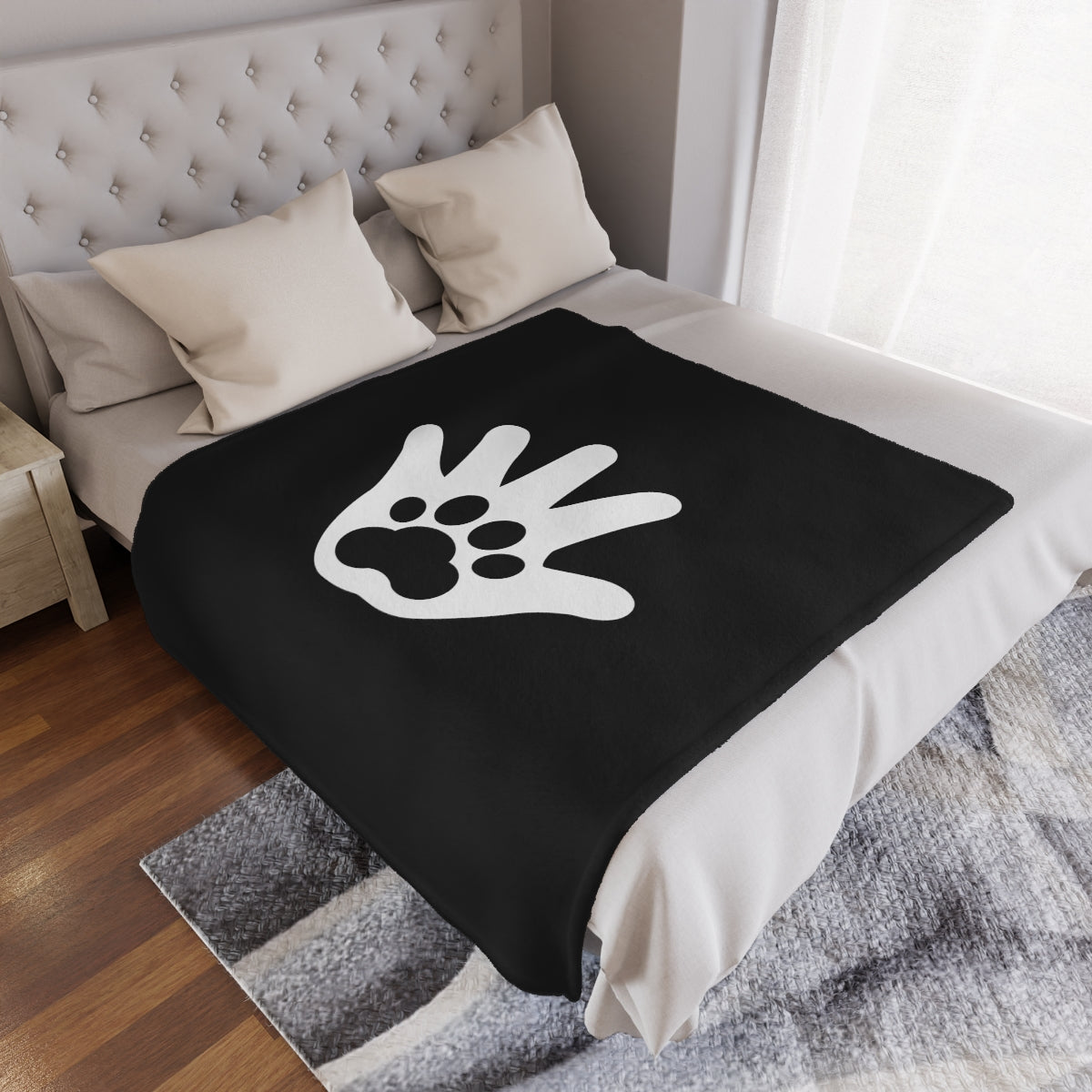 Paw n' Hand Minky Blanket - Black