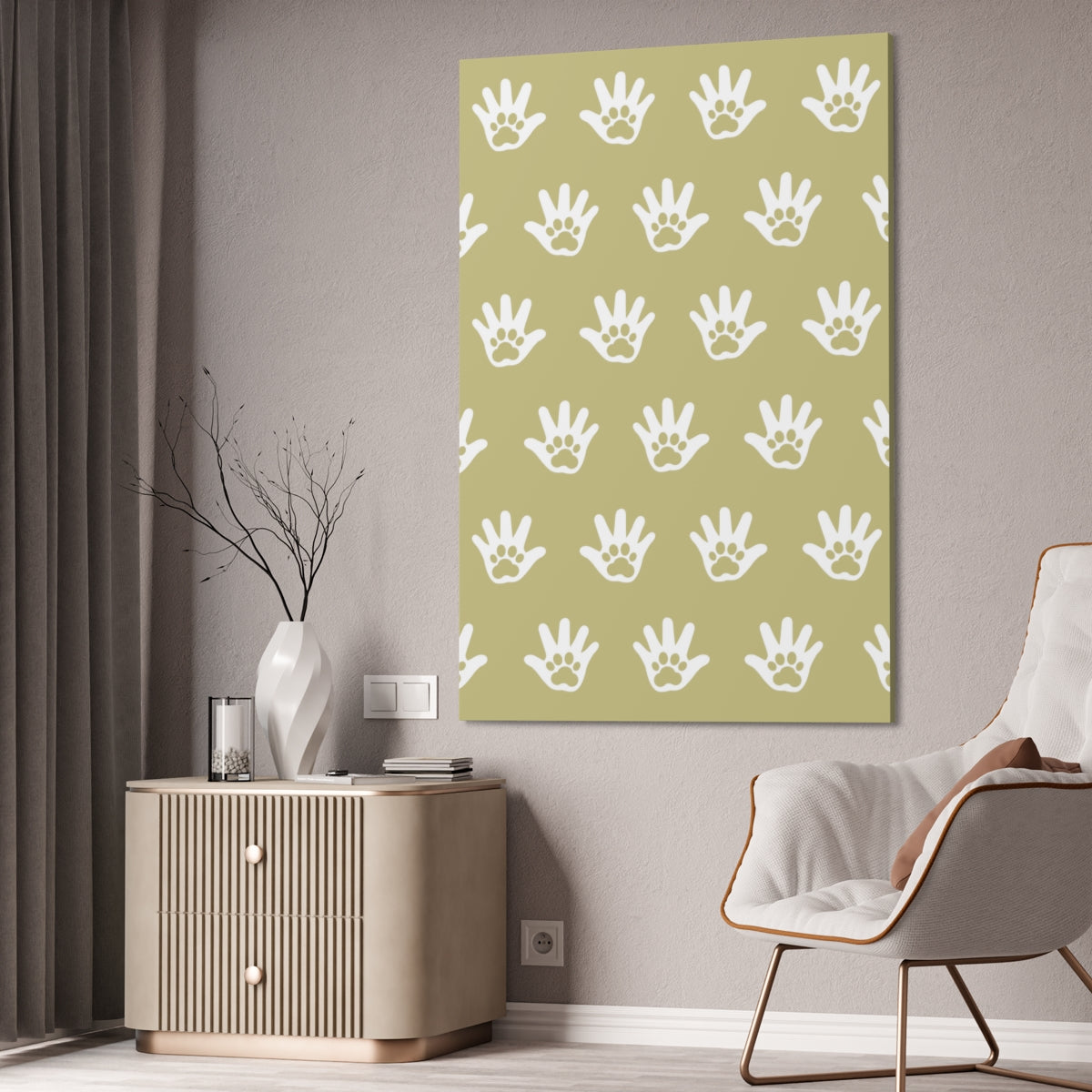 Paws n' Hands Canvas Stretched, 1.5'' - Hazel Wood Yellow