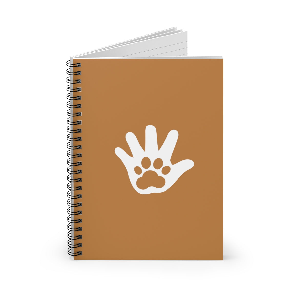 Paw n' Hand Spiral Ruled Line Notebook - Brown