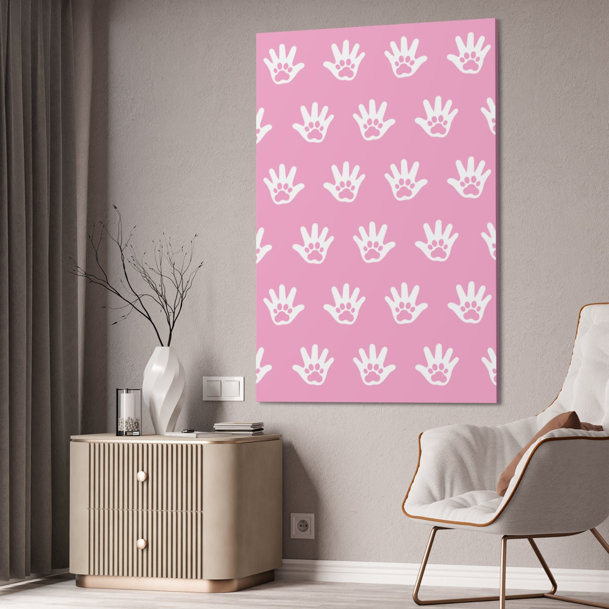 Paws n' Hands Canvas Stretched, 1.5'' - Blush Pink