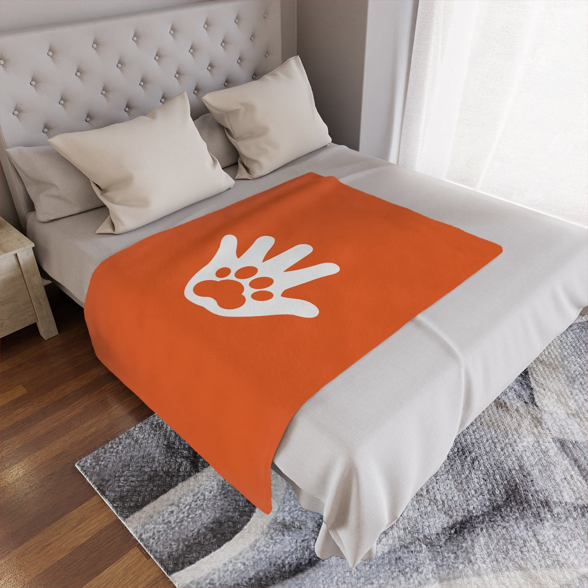 Paw n' Hand Minky Blanket - Orange