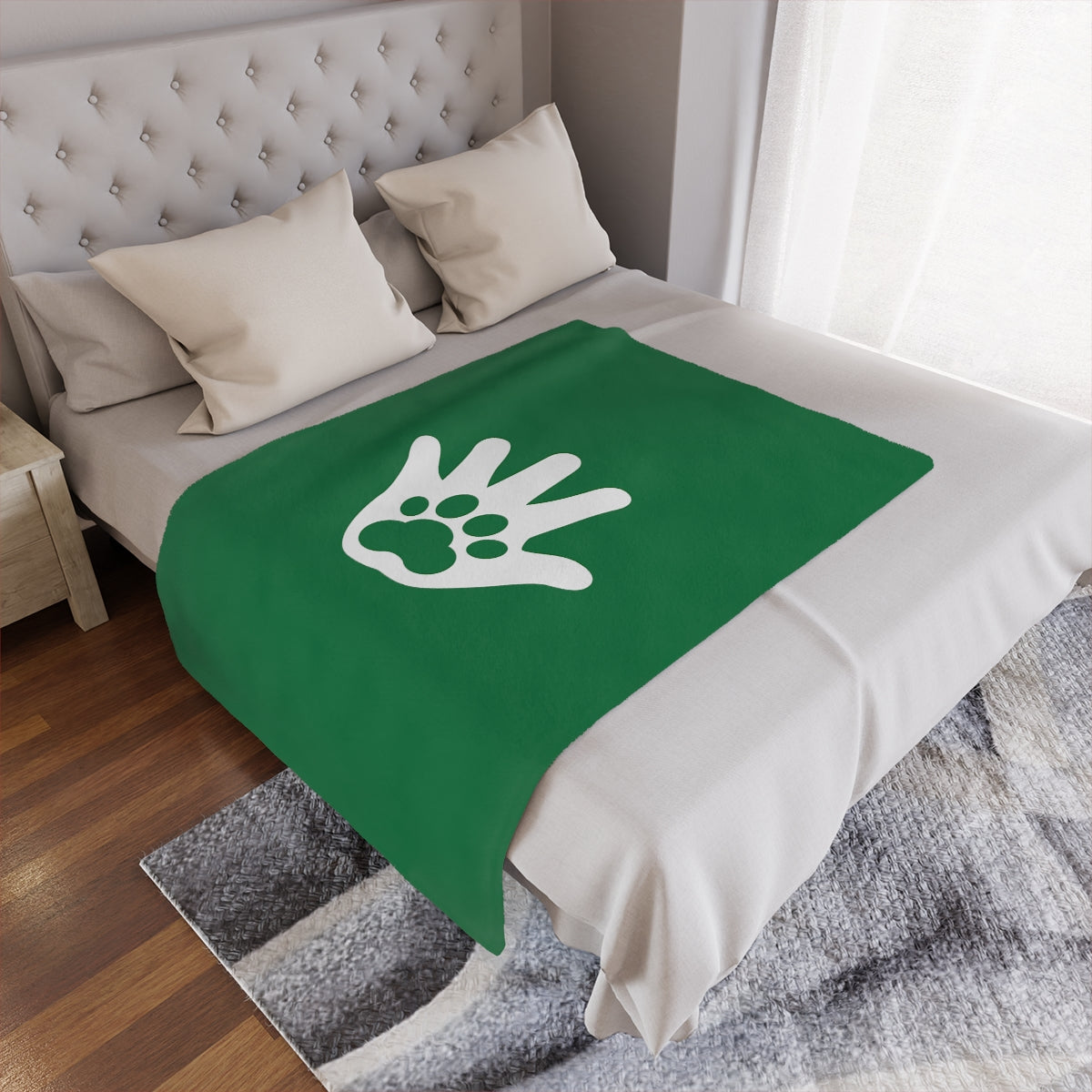 Paw n' Hand Minky Blanket - Green