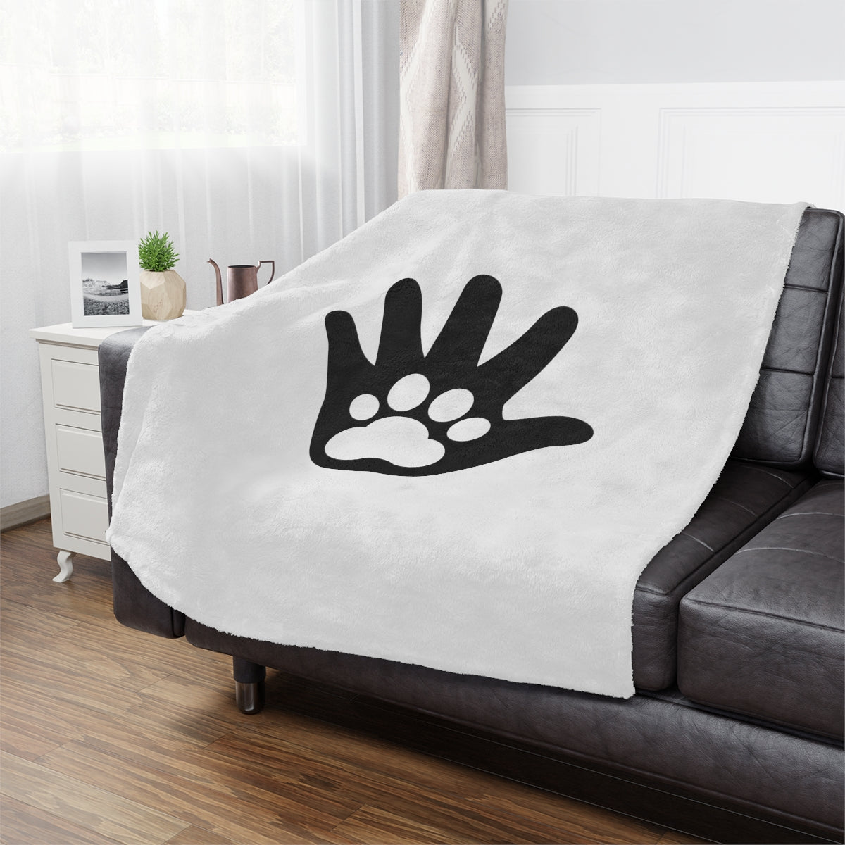 Paw n' Hand Minky Blanket - White