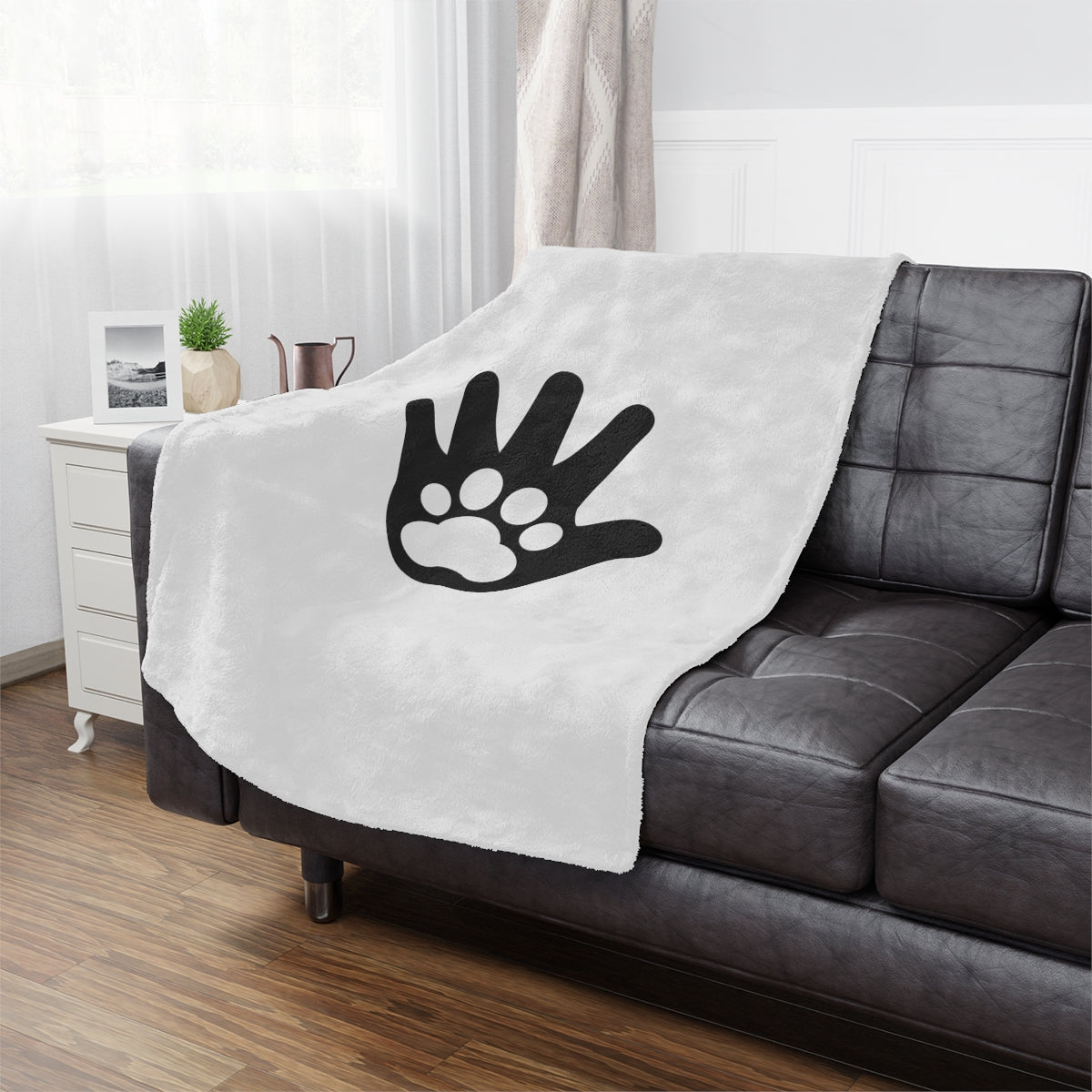Paw n' Hand Minky Blanket - White