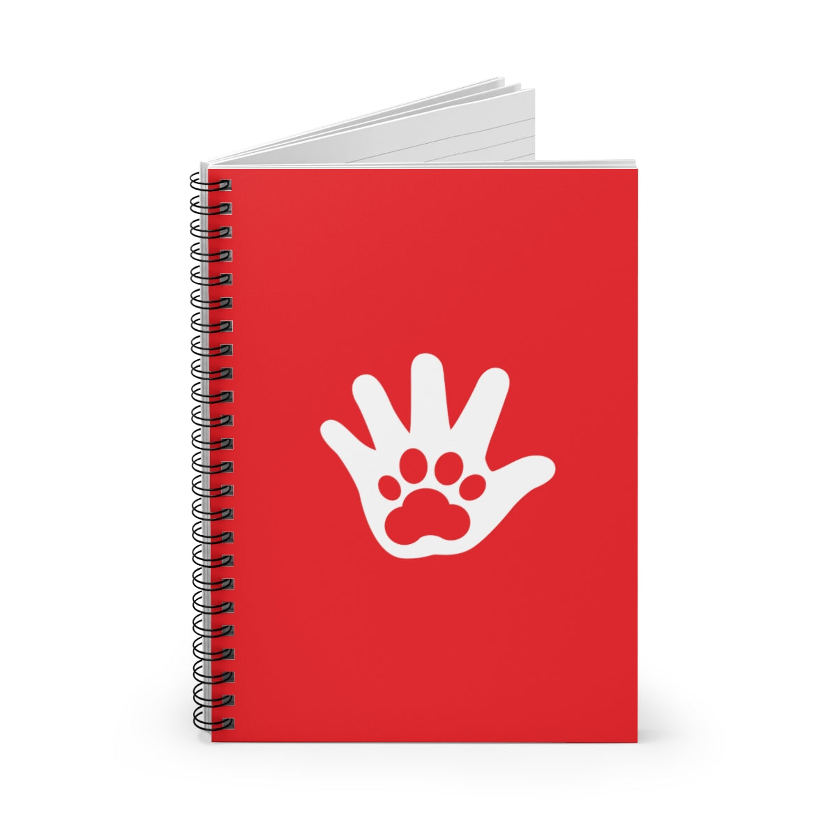 Paw n' Hand Spiral Ruled Line Notebook - Red