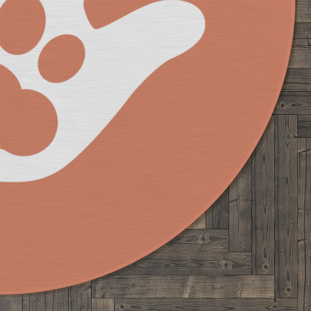 Paw n' Hand Round Rug - Cinnamon Brown