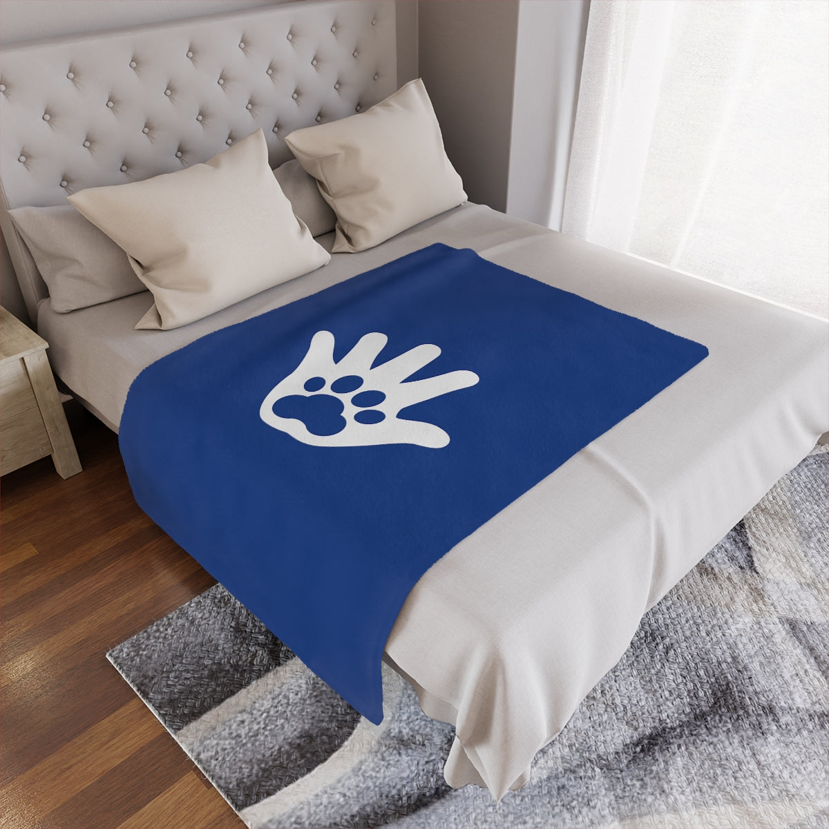 Paw n' Hand Minky Blanket - Blue