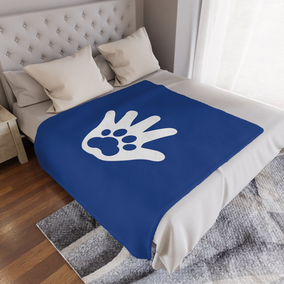 Paw n' Hand Minky Blanket - Blue