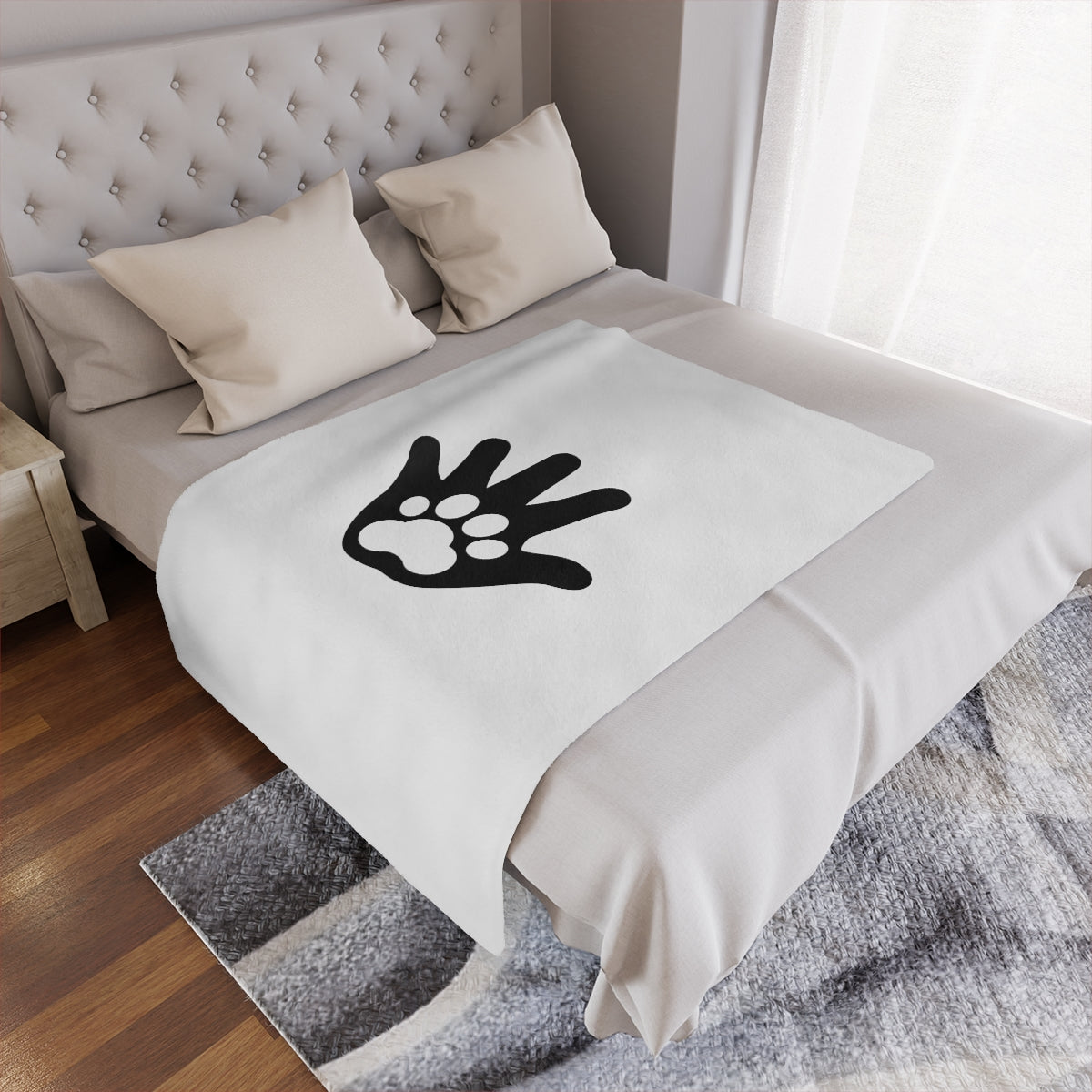 Paw n' Hand Minky Blanket - White