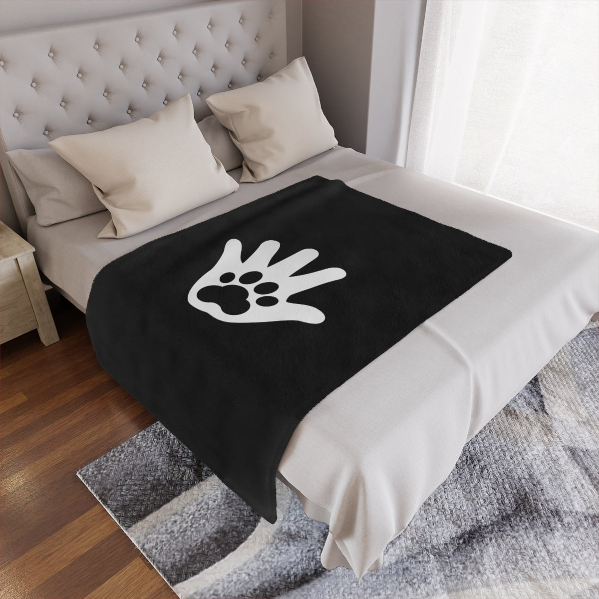 Paw n' Hand Minky Blanket - Black