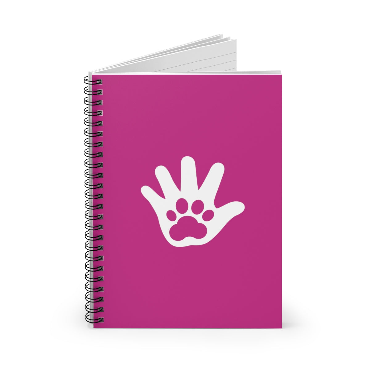 Paw n' Hand Spiral Ruled Line Notebook - Pink
