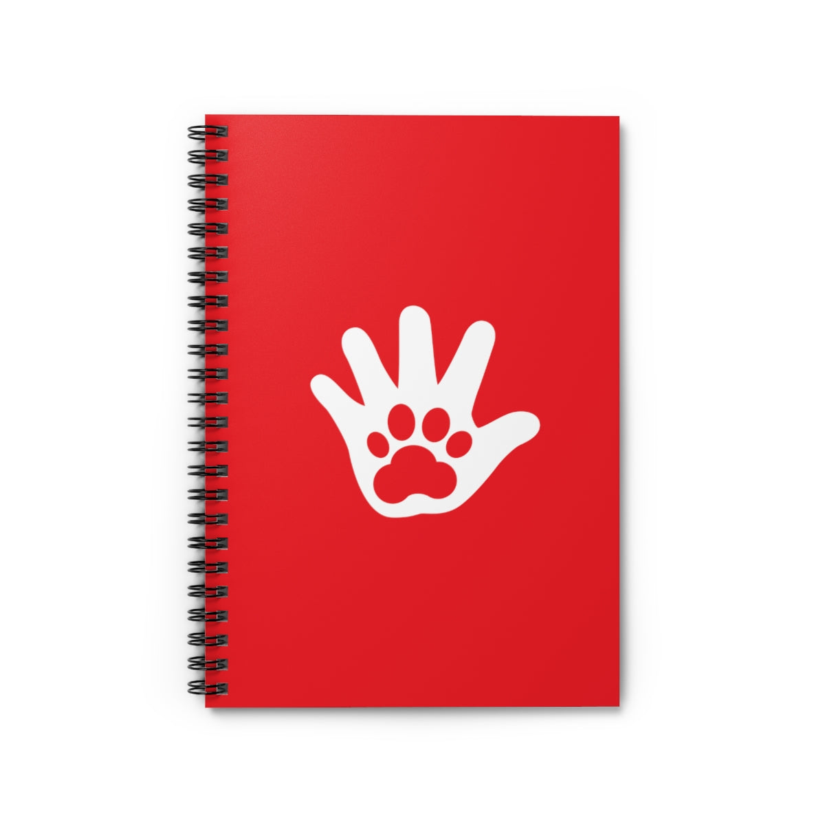 Paw n' Hand Spiral Ruled Line Notebook - Red