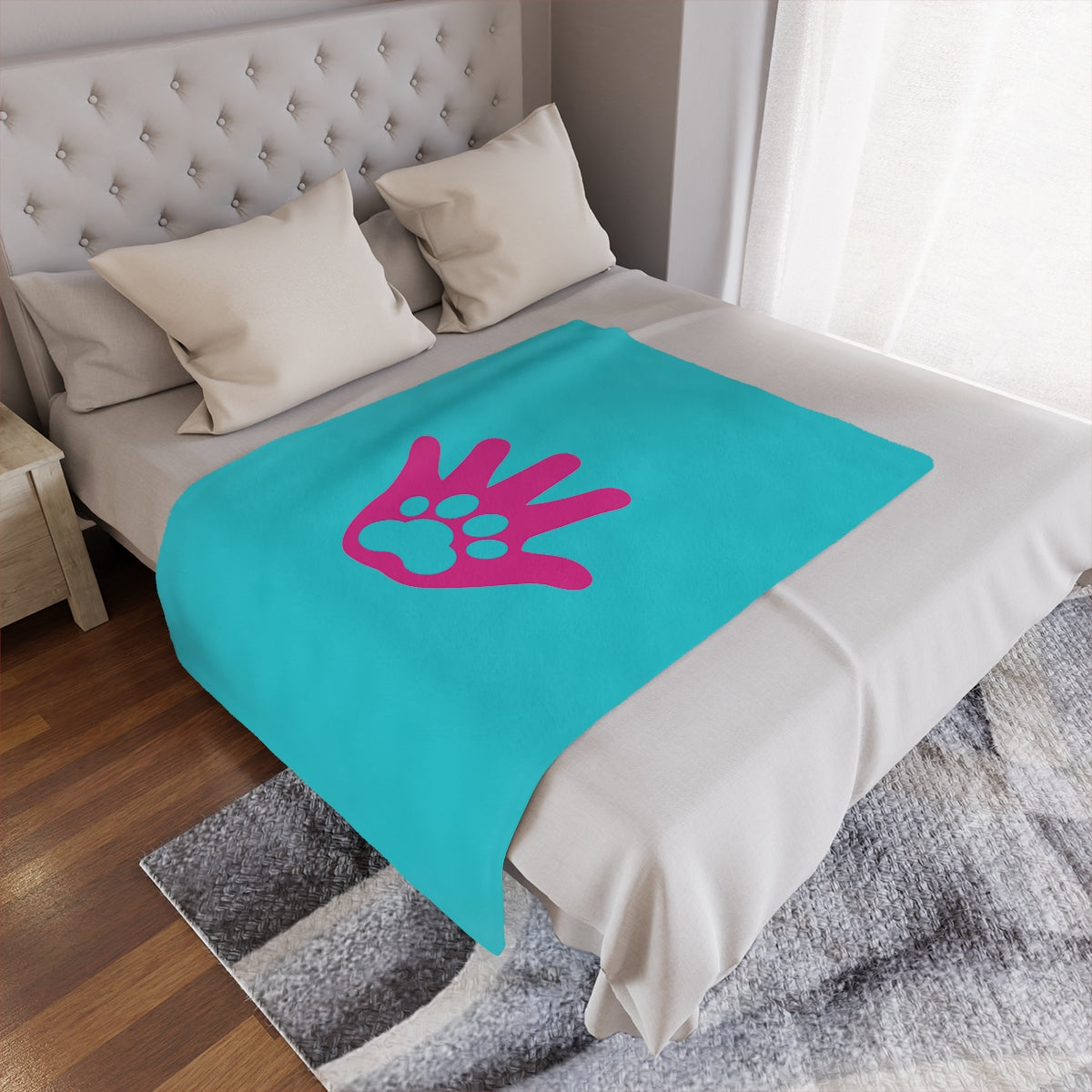 Paw n' Hand Minky Blanket - Special Edition Blue