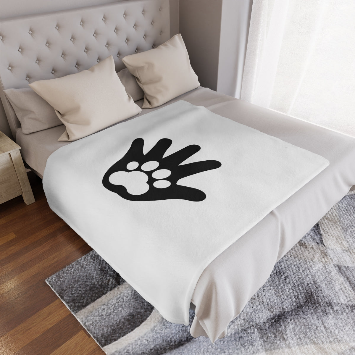 Paw n' Hand Minky Blanket - White