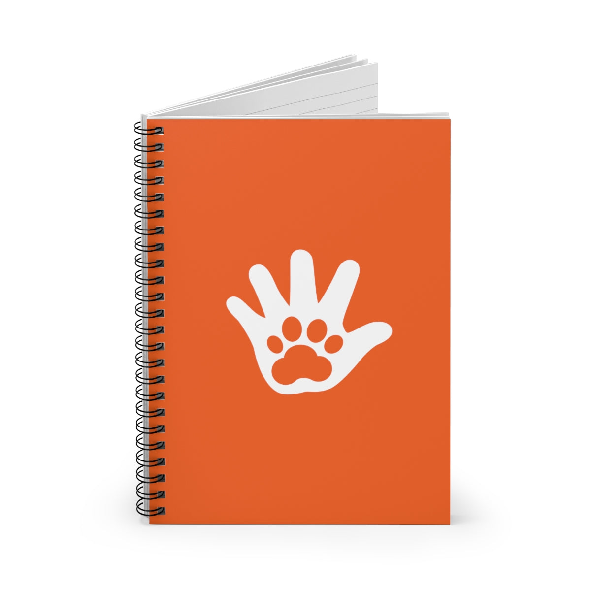 Paw n' Hand Spiral Ruled Line Notebook - Orange