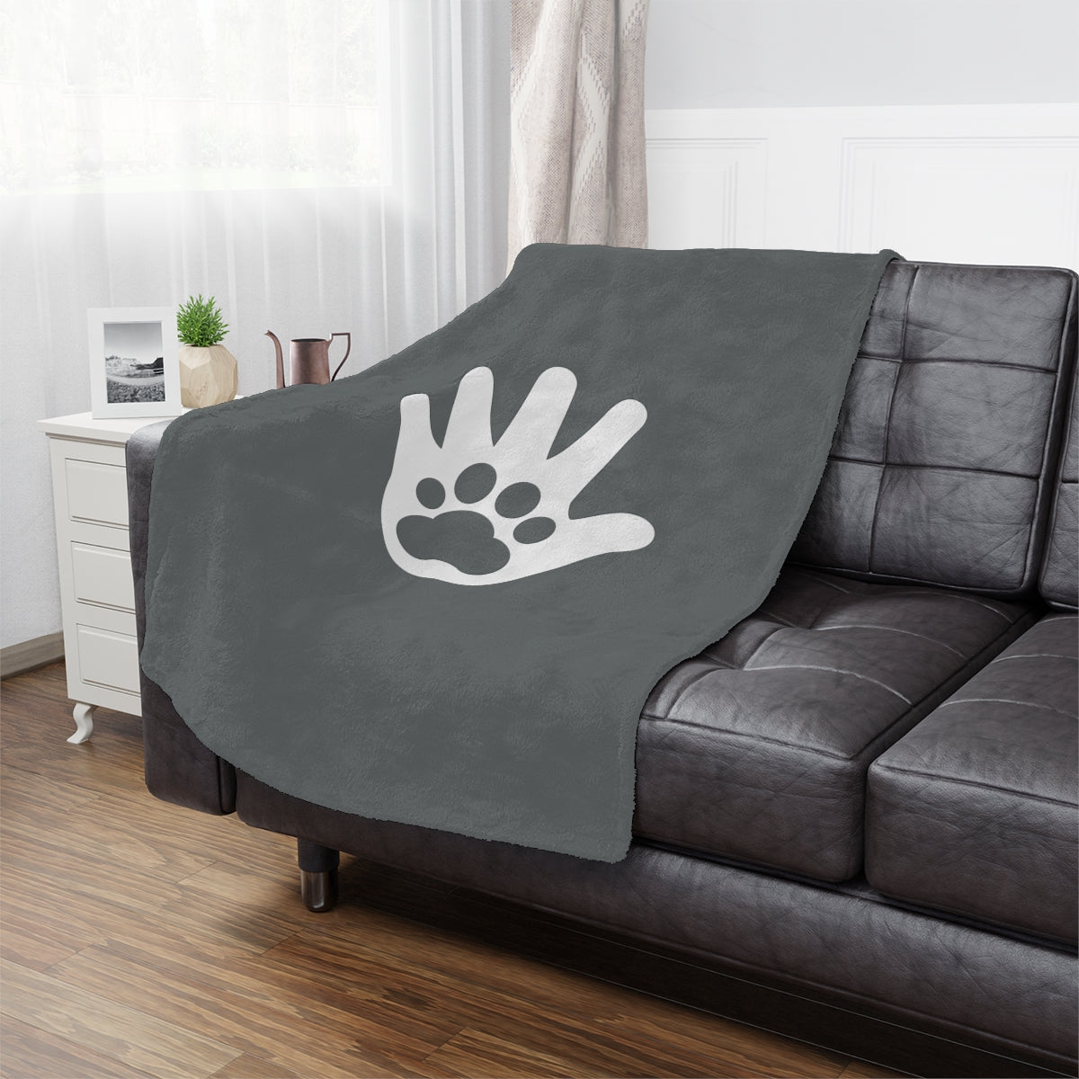Paw n' Hand Minky Blanket - Gray