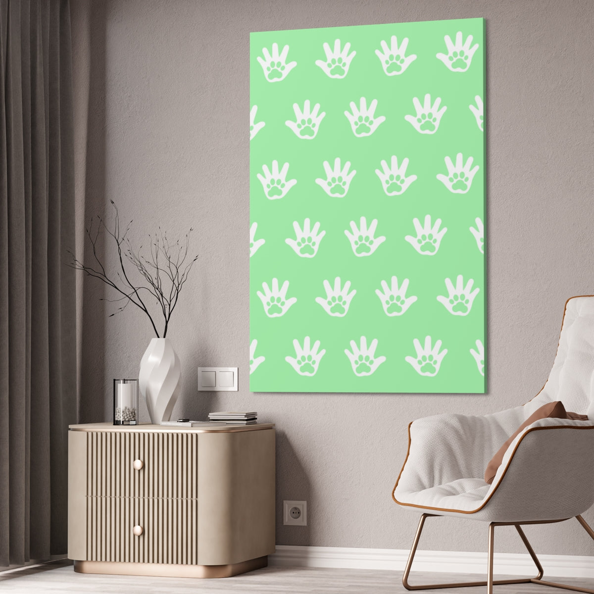 Paws n' Hands Canvas Stretched, 1.5'' - Lime Green