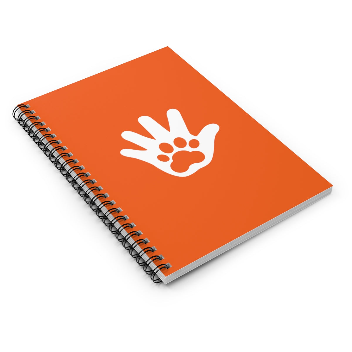 Paw n' Hand Spiral Ruled Line Notebook - Orange