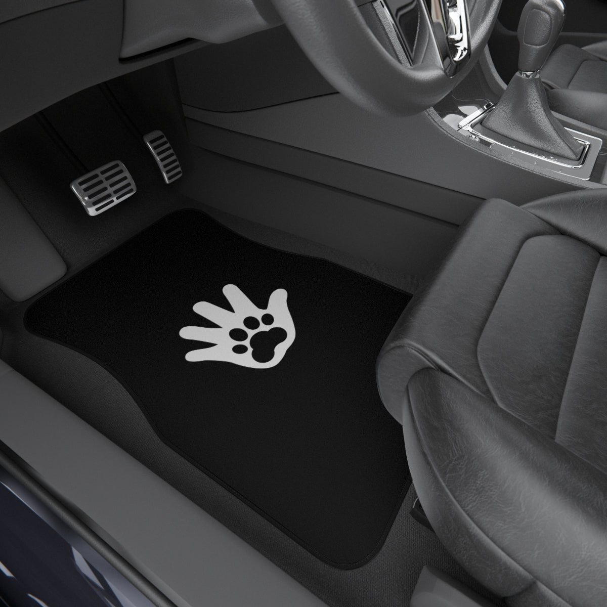Paw n' Hand Car Mats (2x Front) - Black