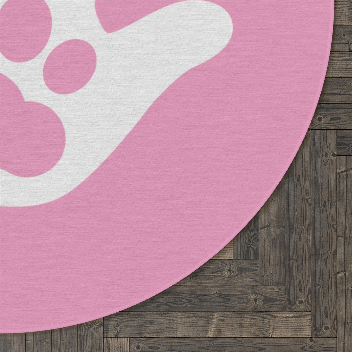 Paw n' Hand Round Rug - Blush Pink
