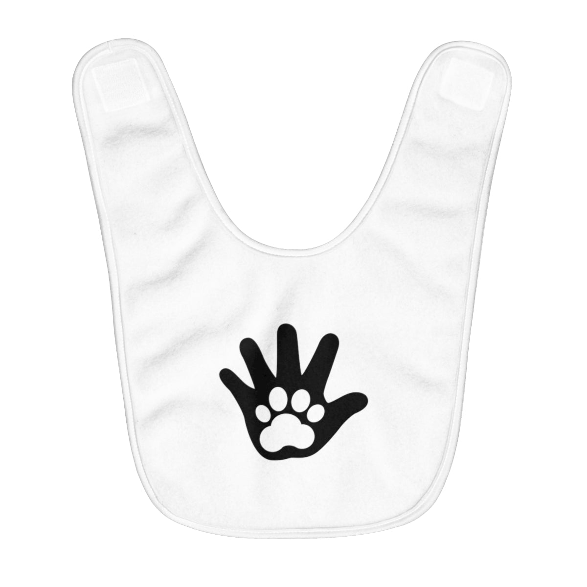 Paw n' Hand Fleece Baby Bib - White