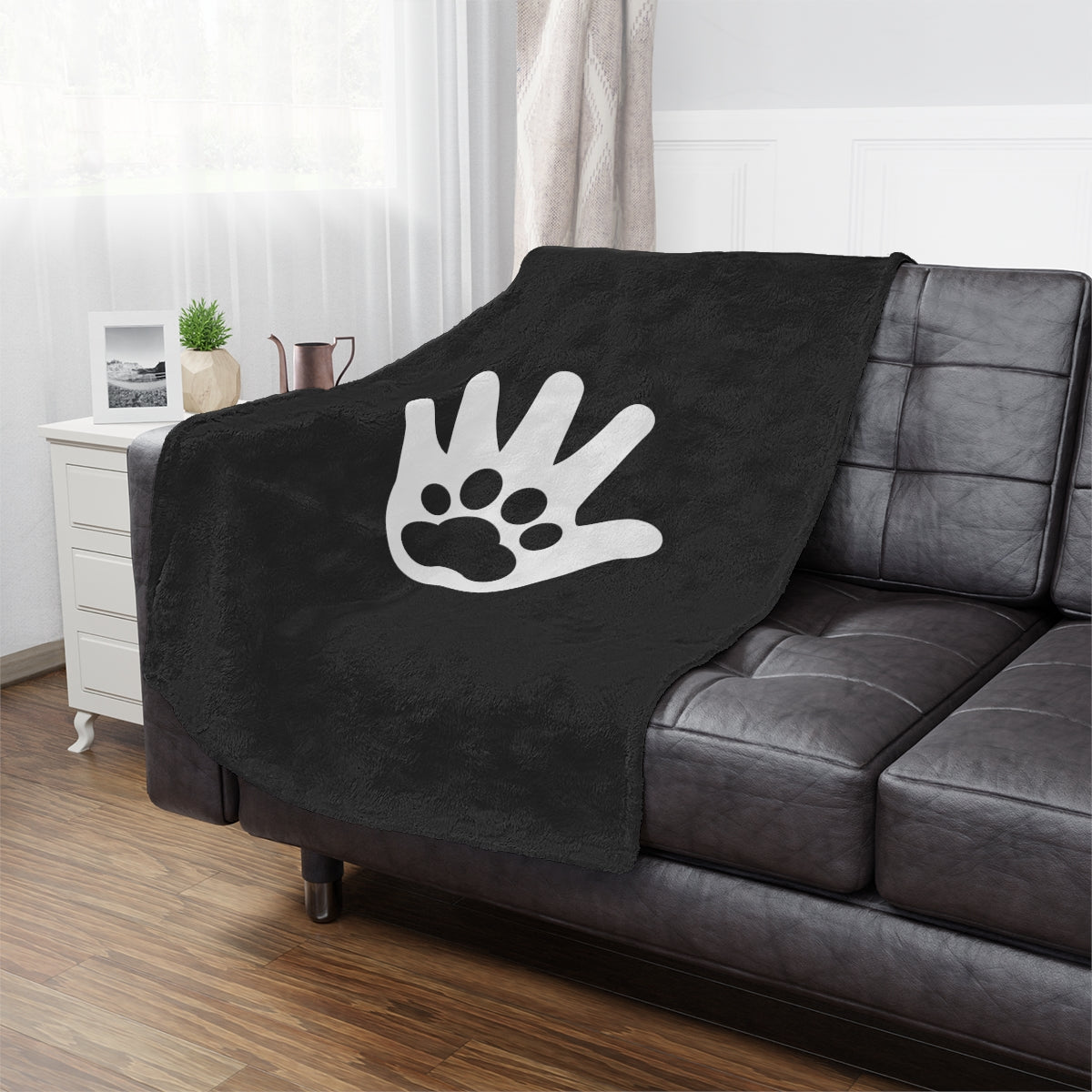 Paw n' Hand Minky Blanket - Black