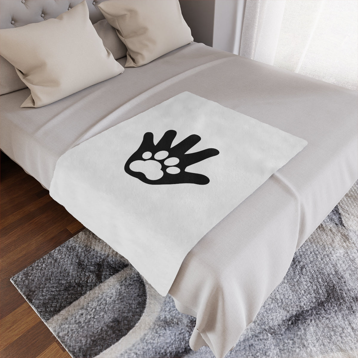 Paw n' Hand Minky Blanket - White