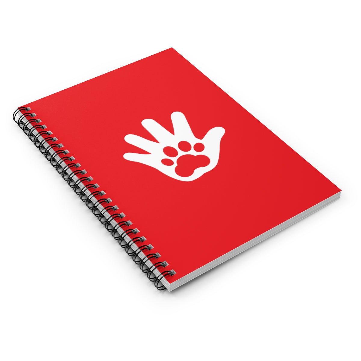 Paw n' Hand Spiral Ruled Line Notebook - Red