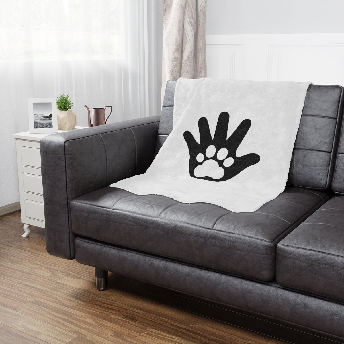 Paw n' Hand Minky Blanket - White