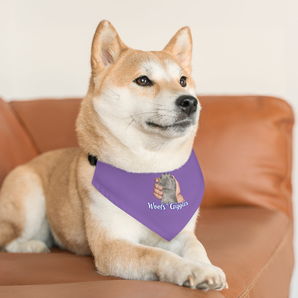 Tan/Gray Pet Bandana Collar